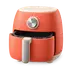 3D icon of an orange air fryer with its drawer open