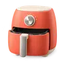 Icône 3D d'un airfryer orange à tiroir ouvert