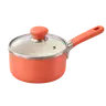 Icône 3D d'une casserole orange avec couvercle en verre