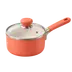 3D icon of an orange saucepan with a glass lid