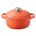 Icône 3D d'une cocotte en fonte orange avec son couvercle