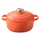 Icône 3D d'une cocotte en fonte orange avec son couvercle