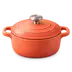 3D icon of an orange cast iron Dutch oven with its lid