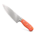 3D icon of a chef's knife with an orange handle