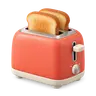 Icône 3D d'un grille-pain orange et crème avec deux tranches de pain grillé