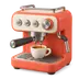 3D icon of an orange and cream espresso machine with a cup