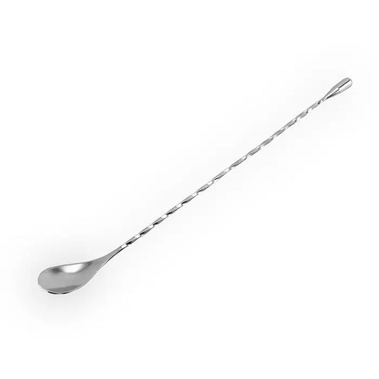 Cuillère de bar en argent avec manche torsadé, conçue pour mélanger les cocktails
