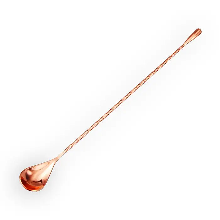 Cuillère de bar en or rose avec manche torsadé, idéale pour mélanger les cocktails