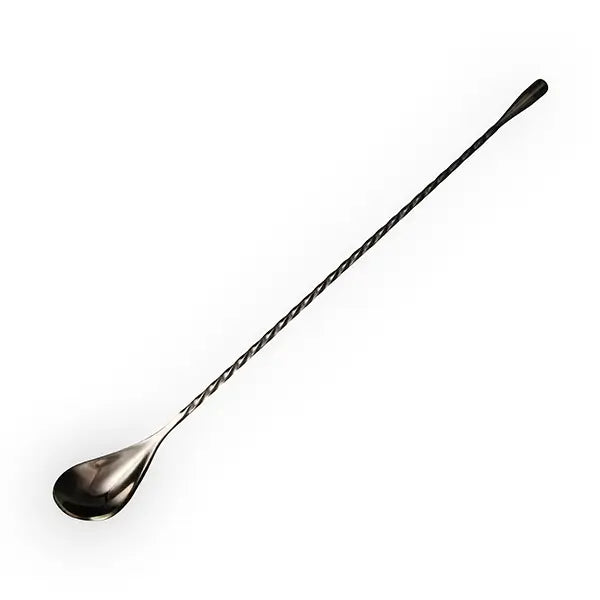 Cuillère de bar noire avec manche torsadé, parfaite pour les cocktails