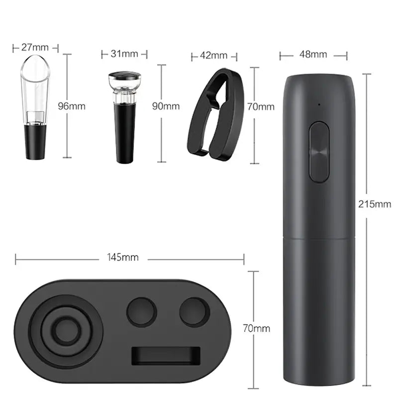 guide des tailles du kit tire bouchon électrique rechargeable