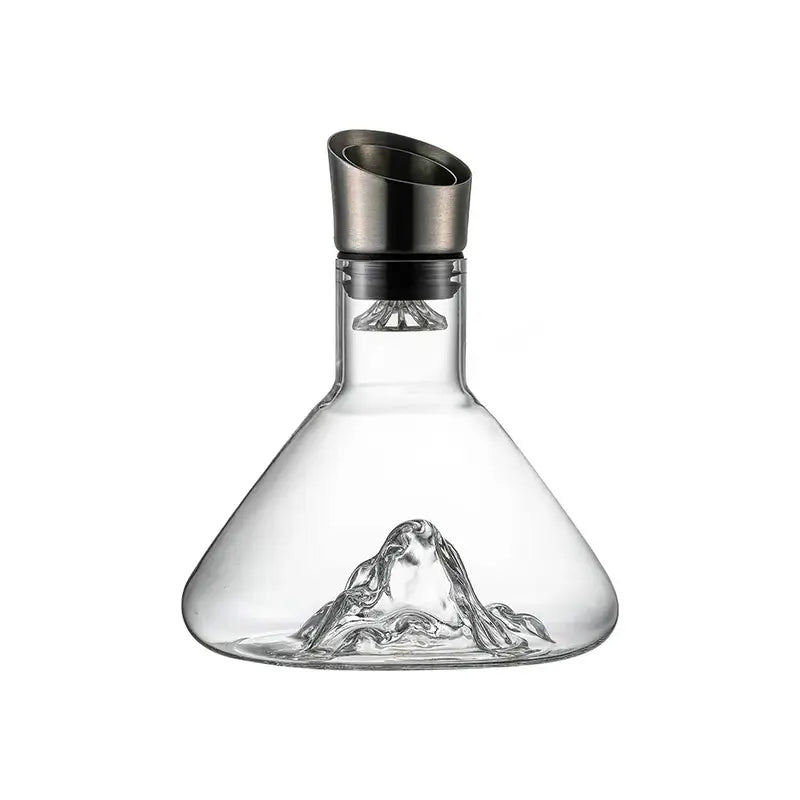 Carafe à whisky cristal fond transparent en forme de montagne, bouchon hermétique en acier inoxydable